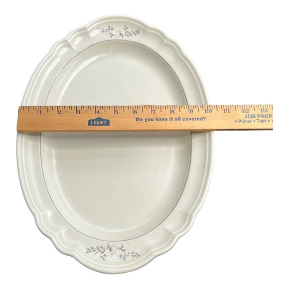 Pfaltzgraff Heirloom Oval Serving Floral Gray White Platter 14.50 Inch  Made USA - Picture 12 of 13